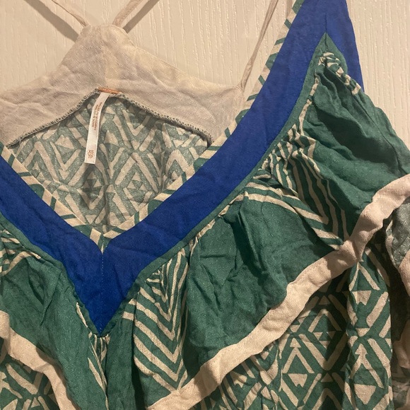 Free People - brand new beautiful top - green and blue - size x-small - Picture 2 of 10